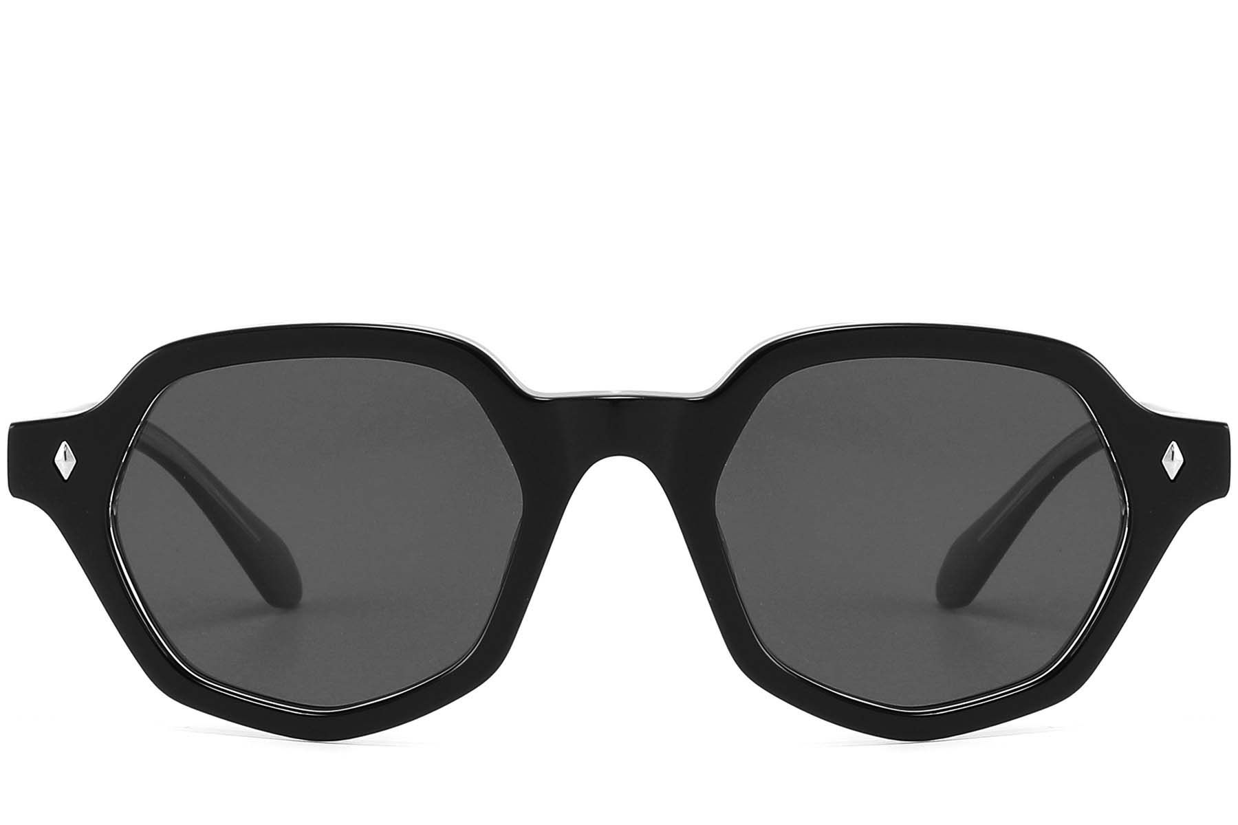 Geometric Black Acetate Sunglasses #BS2607-0404