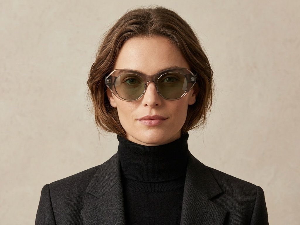 Gafas de sol ovaladas de acetato gris #BS2607-0405