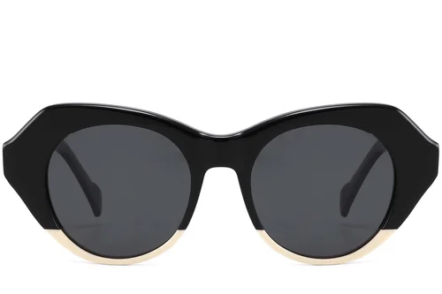 Lunettes de soleil ovales en acétate noir #BS2607-0406