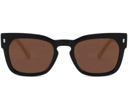 Lunettes de soleil rectangulaires en acétate noir #BS2607-0420