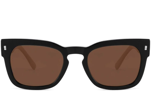 Gafas de sol rectangulares de acetato negro #BS2607-0420