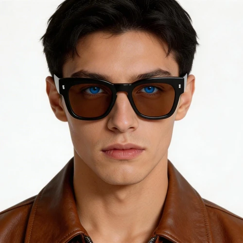 Gafas de sol rectangulares de acetato negro #BS2607-0420