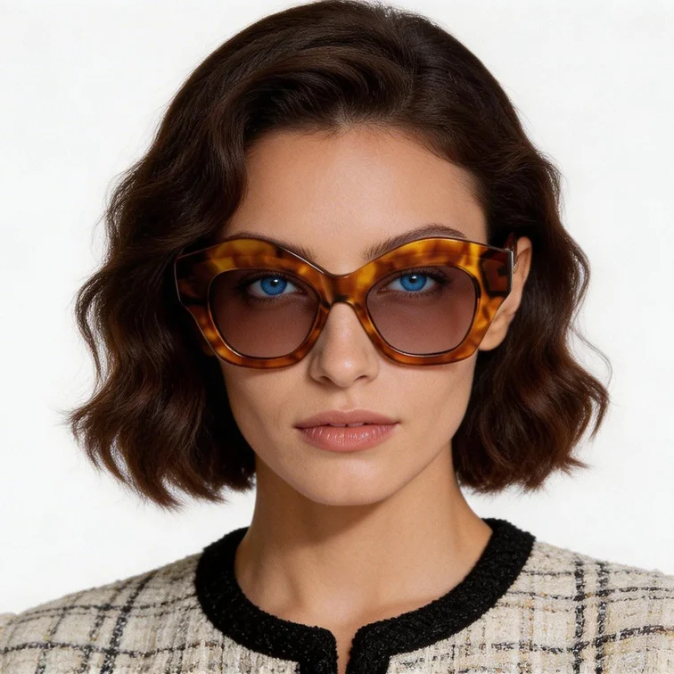 Geometrische Sonnenbrille aus Schildpatt-Acetat #BS2607-0427
