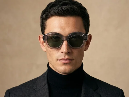 Lunettes de soleil géométriques en acétate gris #BS2607-0428