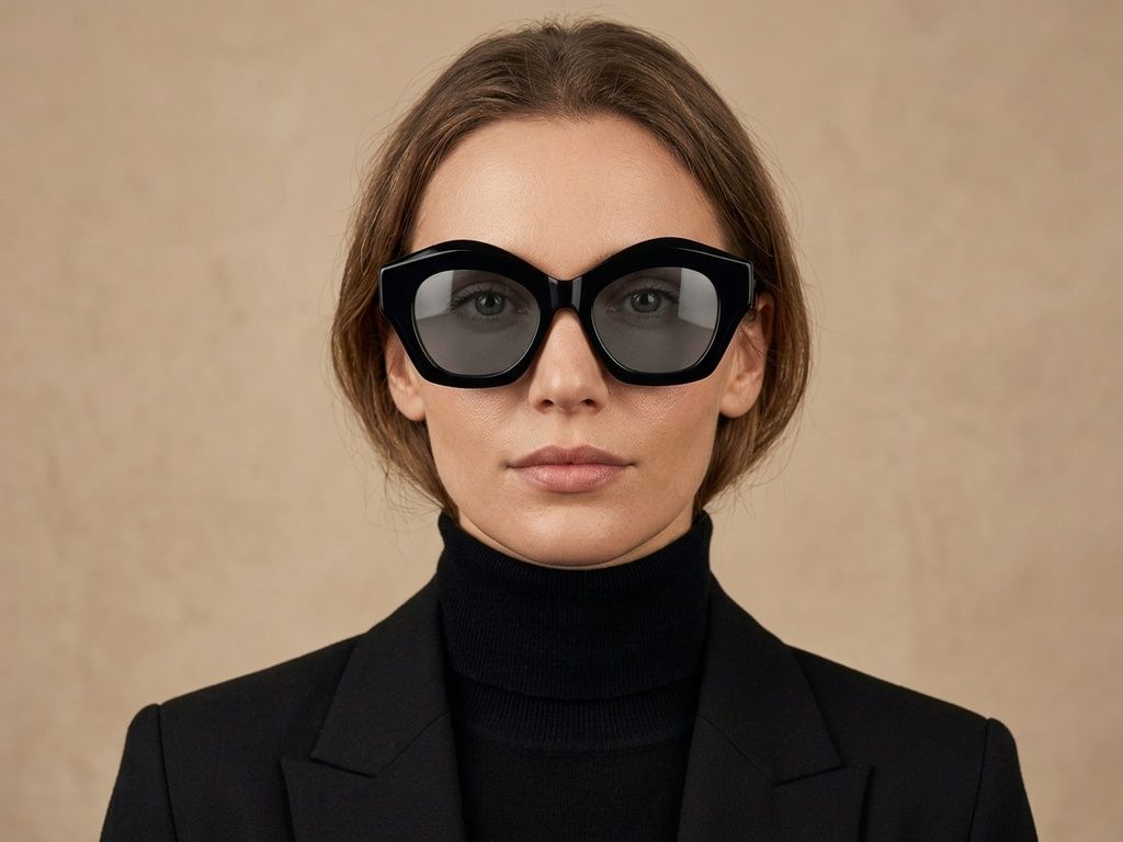 Geometric Black Acetate Sunglasses #BS2607-0429