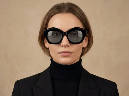 Geometric Black Acetate Sunglasses #BS2607-0429