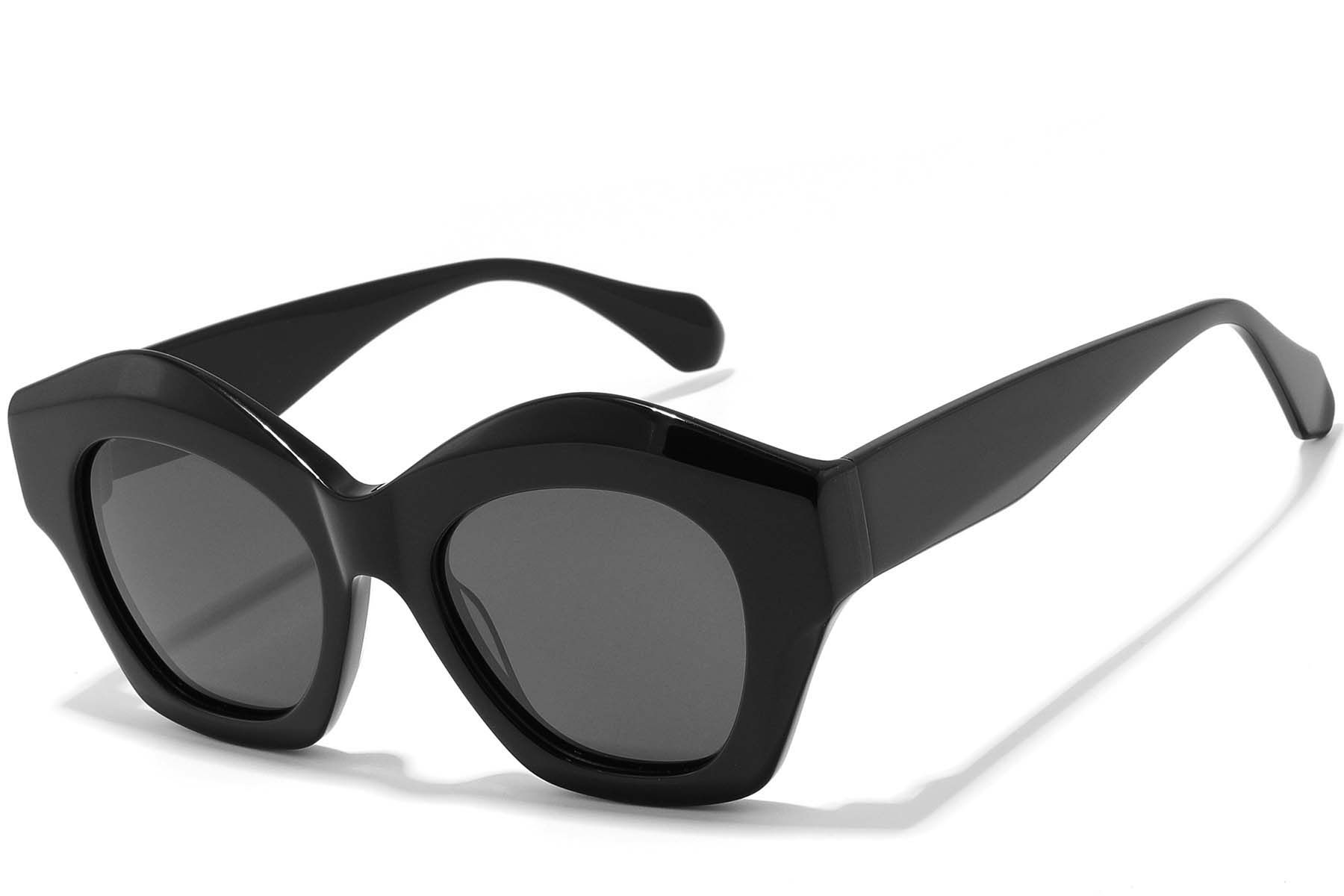 Geometric Black Acetate Sunglasses #BS2607-0429