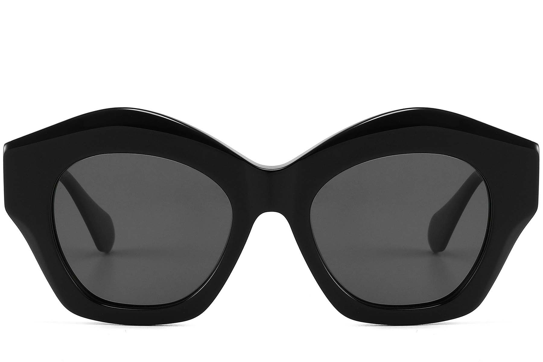 Geometric Black Acetate Sunglasses #BS2607-0429