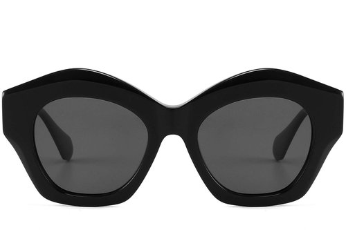 Lunettes de soleil géométriques en acétate noir #BS2607-0429