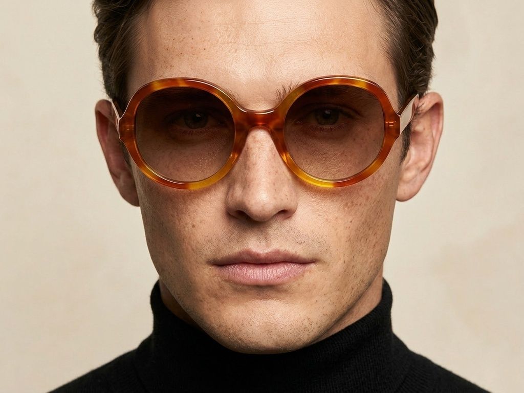 Ovale Sonnenbrille aus Schildpatt-Acetat #BS2607-0430