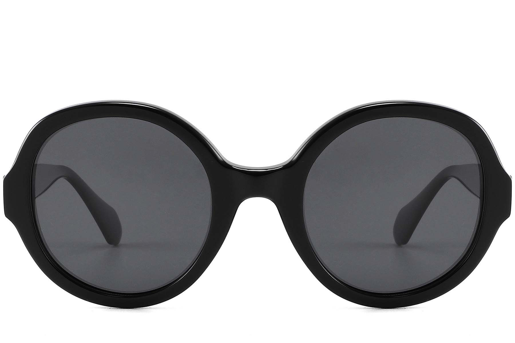 Oval Black Acetate Sunglasses #BS2607-0431