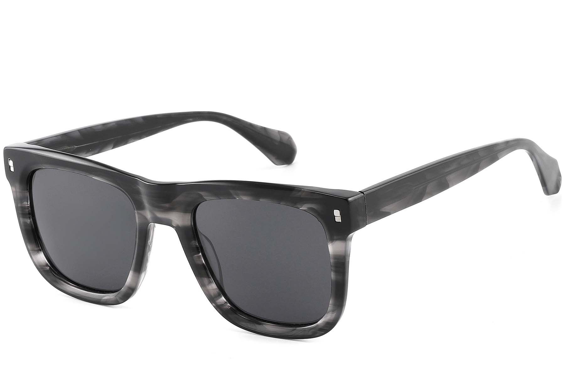 Rectangular Black Acetate Sunglasses #BS2607-0433