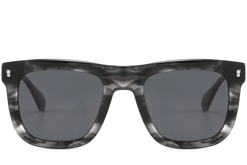Lunettes de soleil rectangulaires en acétate noir #BS2607-0433