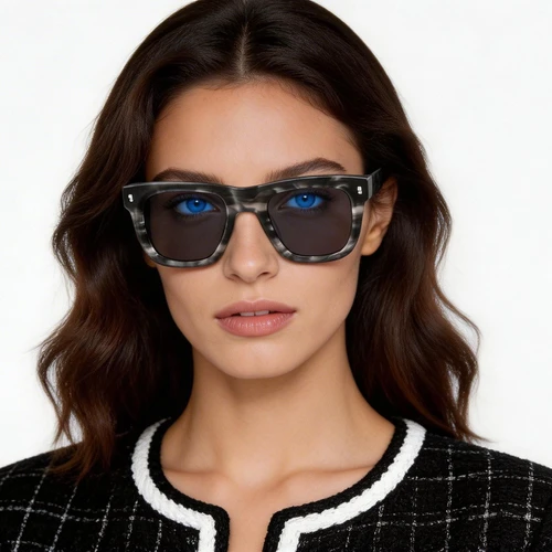 Gafas de sol rectangulares de acetato negro #BS2607-0433