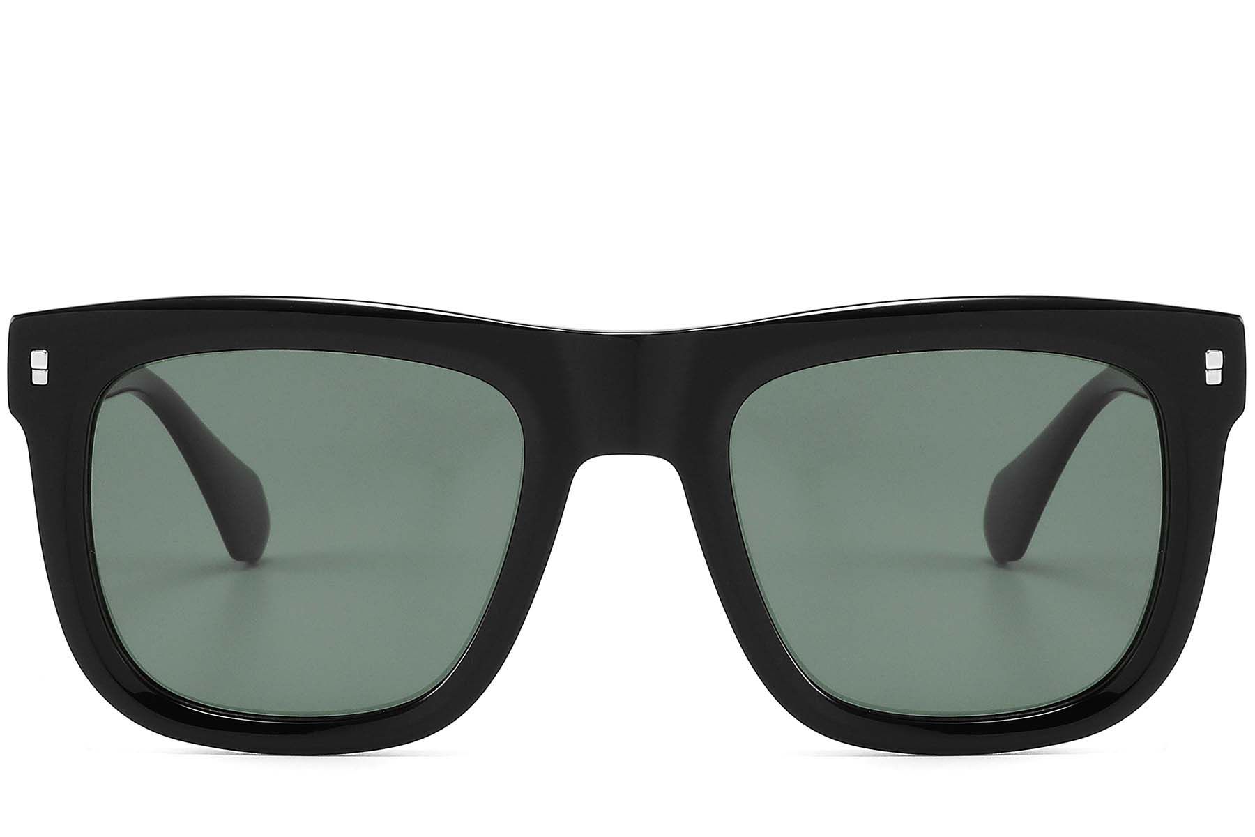 Rectangular Black Acetate Sunglasses #BS2607-0434