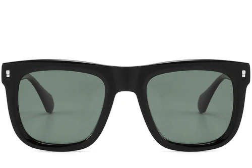 Gafas de sol rectangulares de acetato negro #BS2607-0434