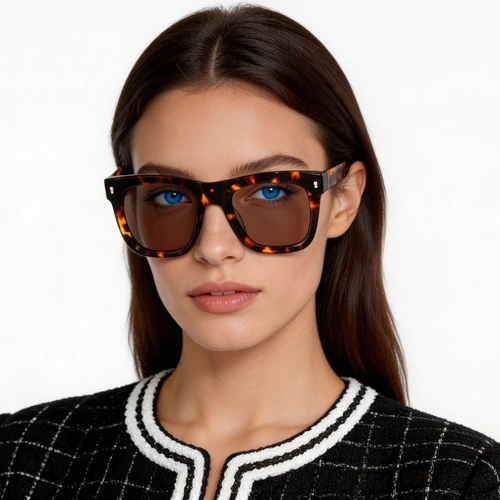 Gafas de sol rectangulares de acetato con montura de carey n.° BS2607-0435