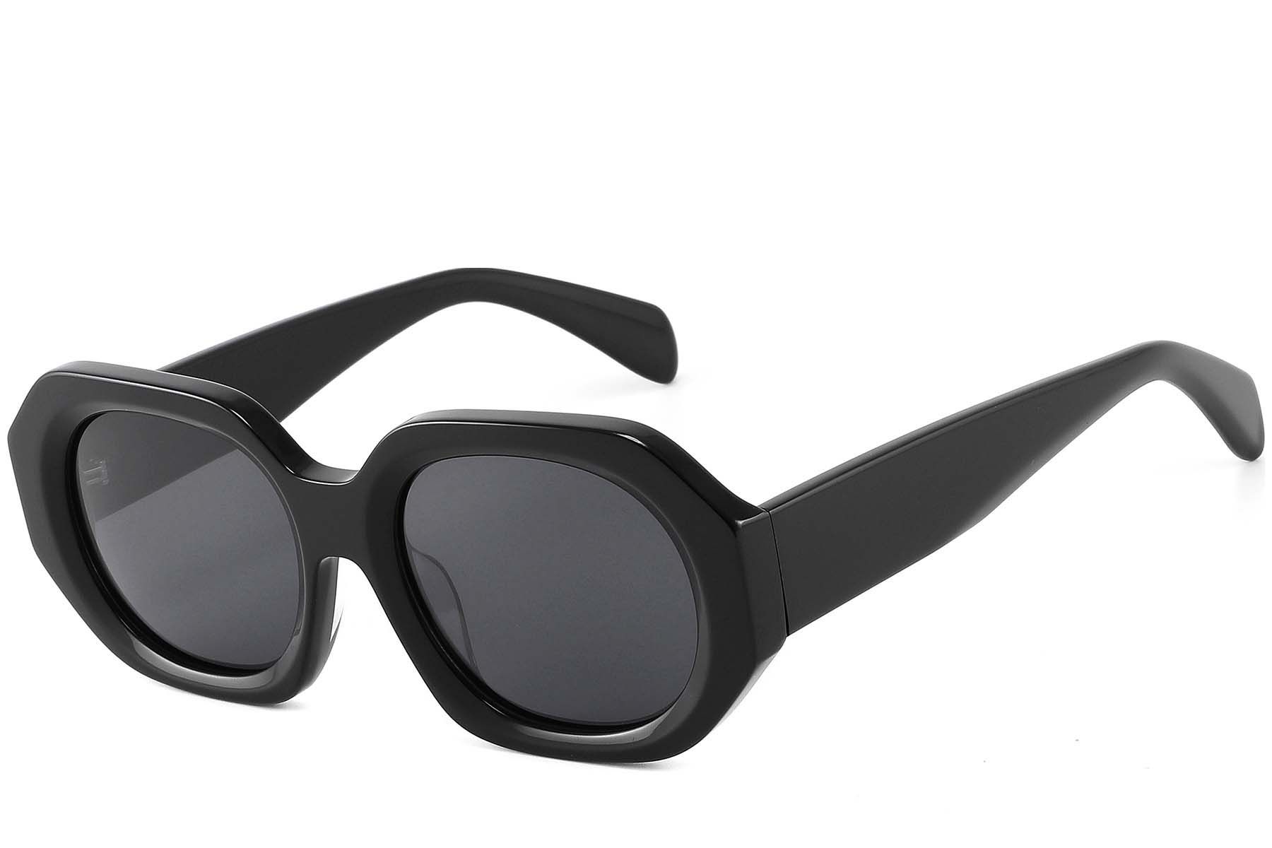 Geometric Black Acetate Sunglasses #BS2607-0437