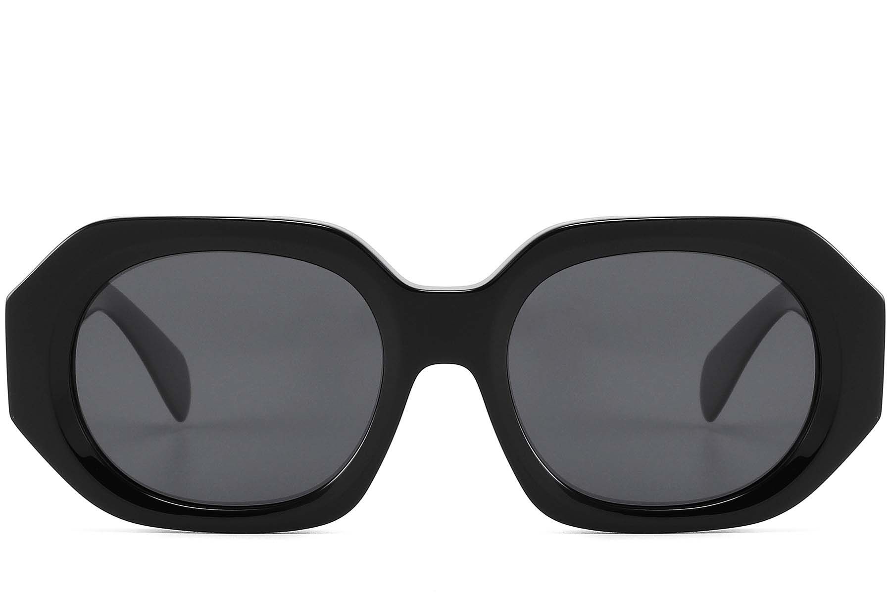 Geometric Black Acetate Sunglasses #BS2607-0437