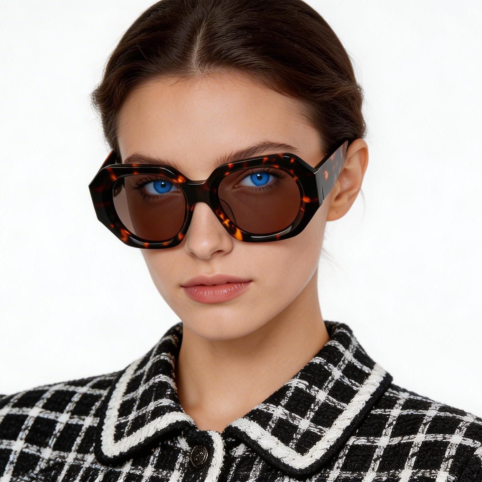 Geometric Tortoiseshell Acetate Sunglasses #BS2607-0438