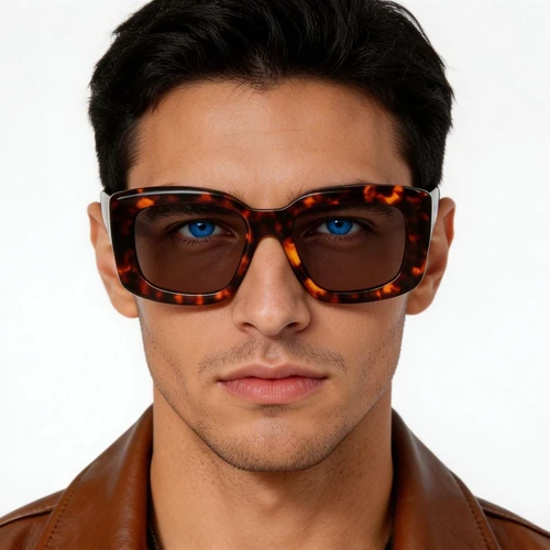 Gafas de sol rectangulares de acetato con montura de carey n.° BS2607-0439