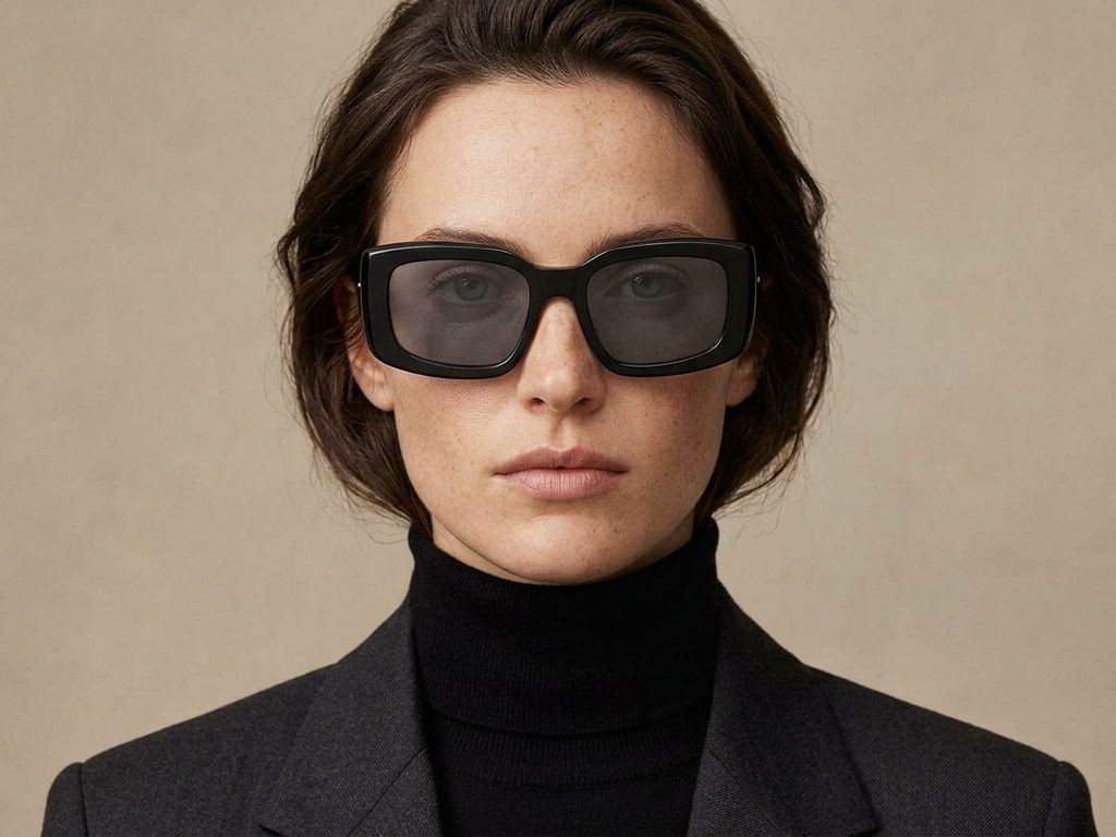 Rectangular Black Acetate Sunglasses #BS2607-0440