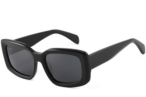 Gafas de sol rectangulares de acetato negro #BS2607-0440