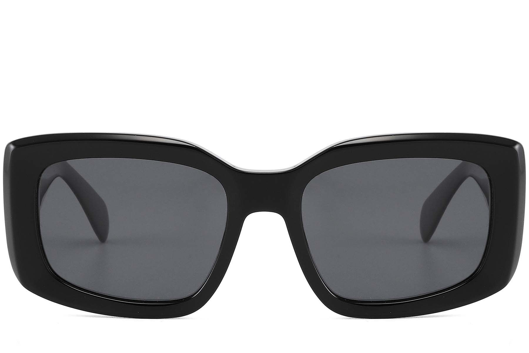 Rectangular Black Acetate Sunglasses #BS2607-0440