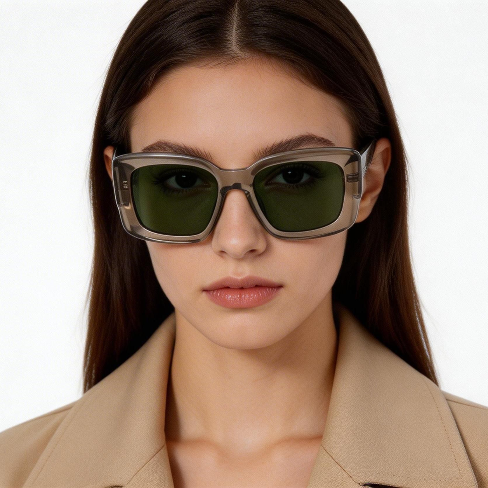 Rechteckige Sonnenbrille aus grauem Acetat #BS2607-0441
