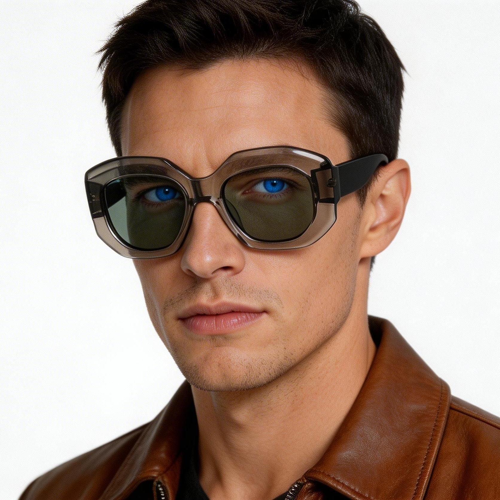 Gafas de sol geométricas de acetato gris #BS2607-0442