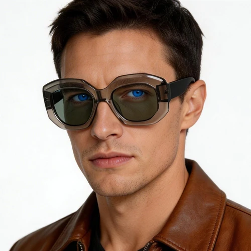Gafas de sol geométricas de acetato gris #BS2607-0442