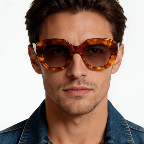 Gafas de sol geométricas de acetato con diseño de carey n.° BS2607-0443