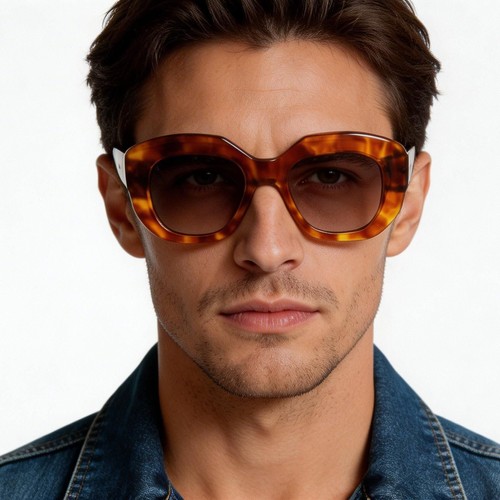 Gafas de sol geométricas de acetato con diseño de carey n.° BS2607-0443