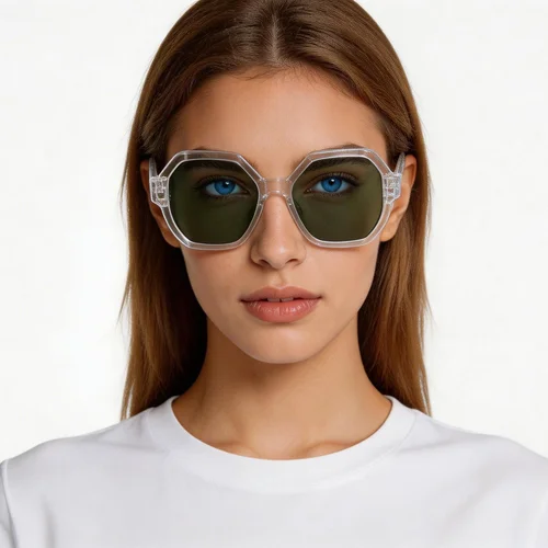 Lunettes de soleil géométriques en acétate transparent #BS2607-0446