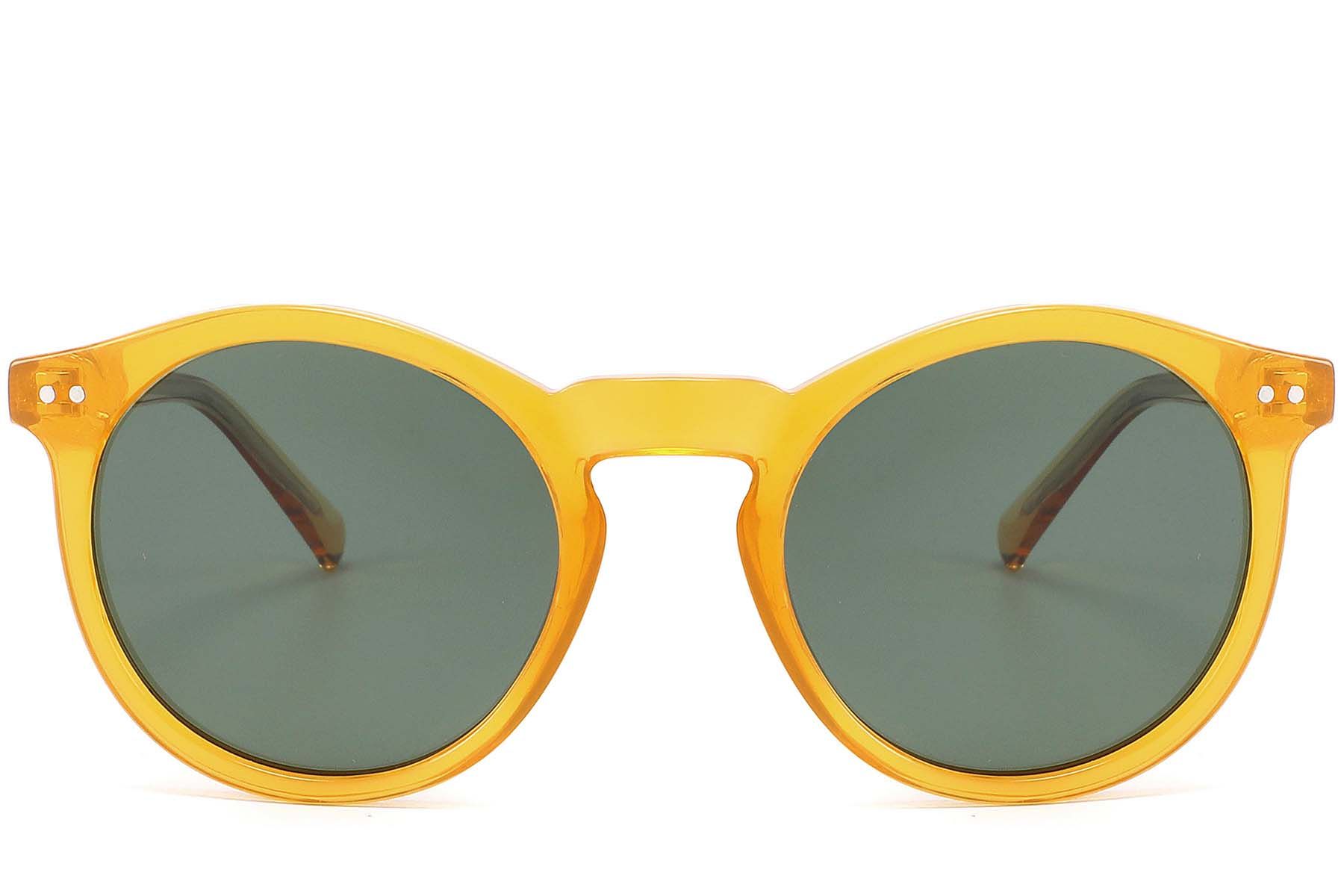 Round Yellow Acetate Sunglasses #BS2607-0451