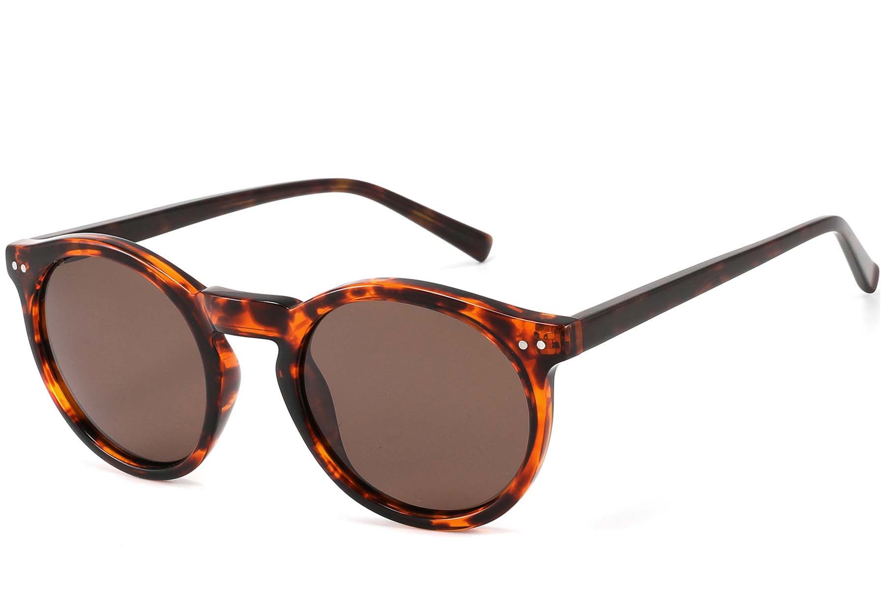 Round Tortoiseshell Acetate Sunglasses #BS2607-0452