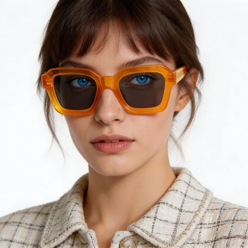 Gafas de sol rectangulares de acetato amarillo #BS2607-0456