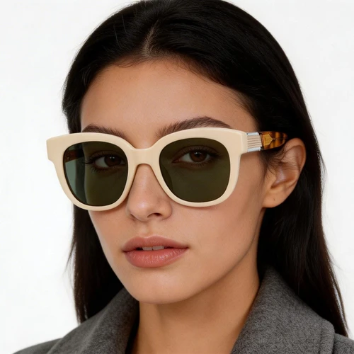 Gafas de sol rectangulares de acetato color crema #BS2607-0458