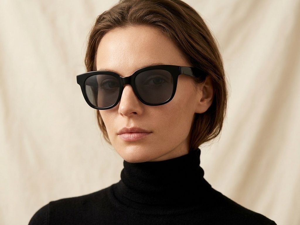 Gafas de sol rectangulares de acetato negro #BS2607-0459