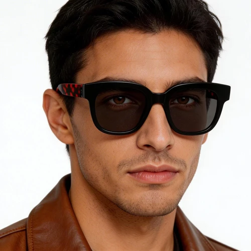 Gafas de sol rectangulares de acetato negro #BS2607-0459