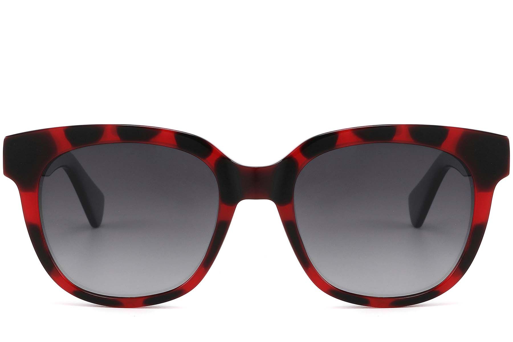 Gafas de sol rectangulares de acetato rojo #BS2607-0461
