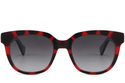 Lunettes de soleil rectangulaires en acétate rouge #BS2607-0461