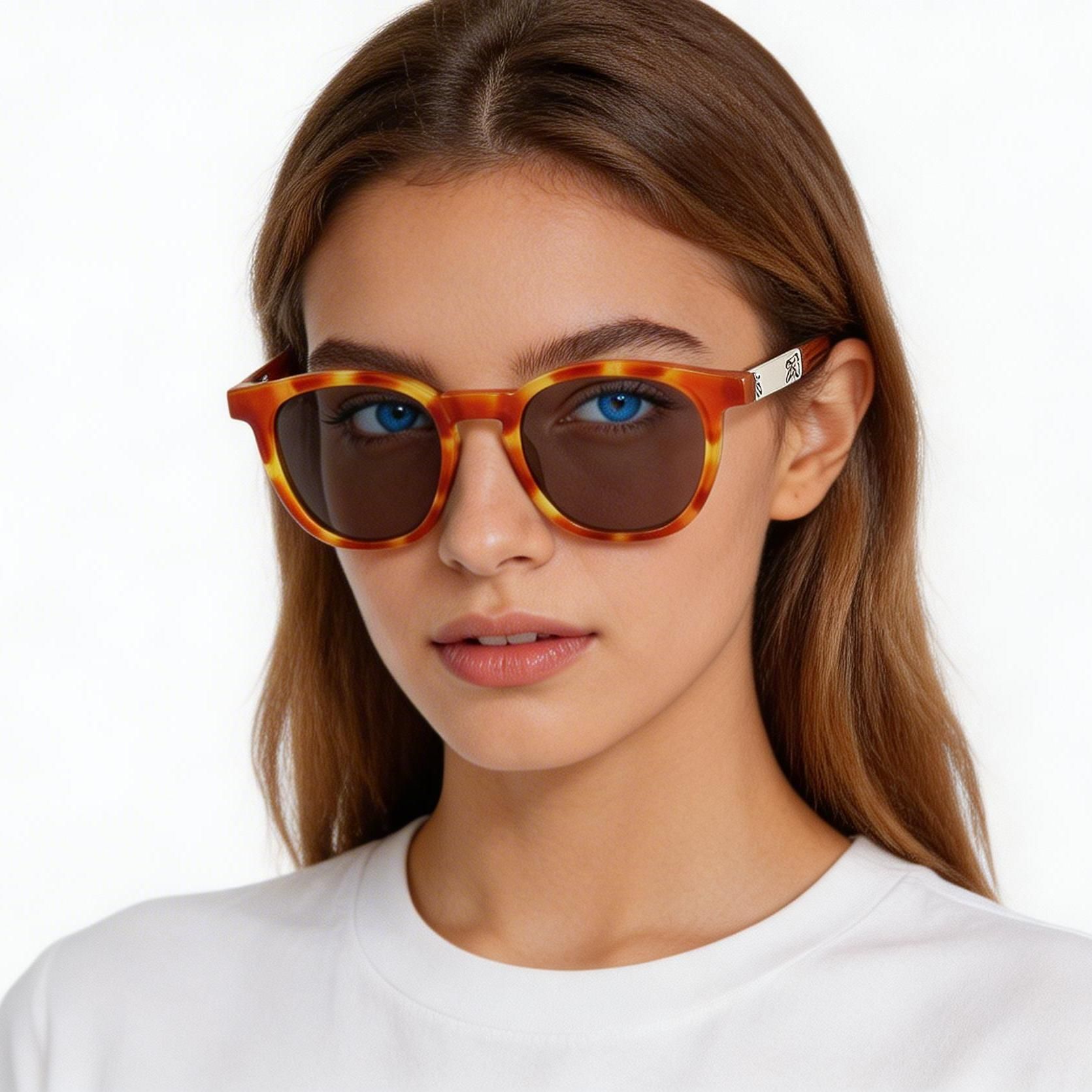 Gafas de sol rectangulares de acetato con montura de carey n.° BS2607-0464