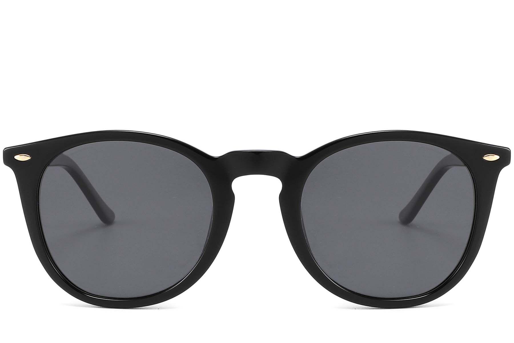 Oval Black Acetate Sunglasses #BS2607-0468