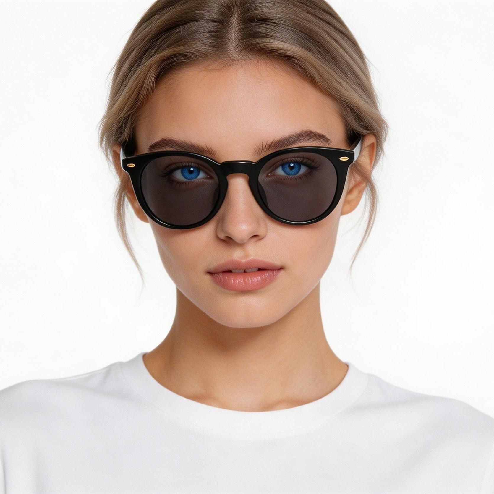 Oval Black Acetate Sunglasses #BS2607-0468