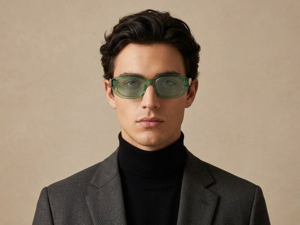Rectangular Green Acetate Sunglasses #BS2607-0469