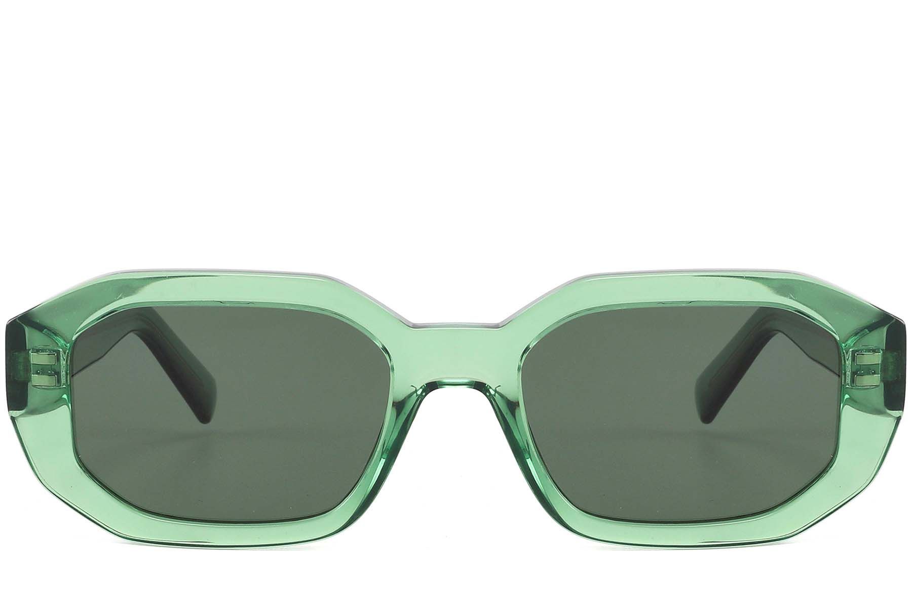 Rectangular Green Acetate Sunglasses #BS2607-0469