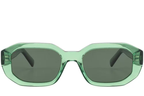 Lunettes de soleil rectangulaires en acétate vert #BS2607-0469