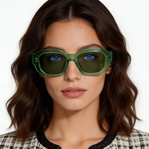 Gafas de sol rectangulares de acetato verde #BS2607-0469