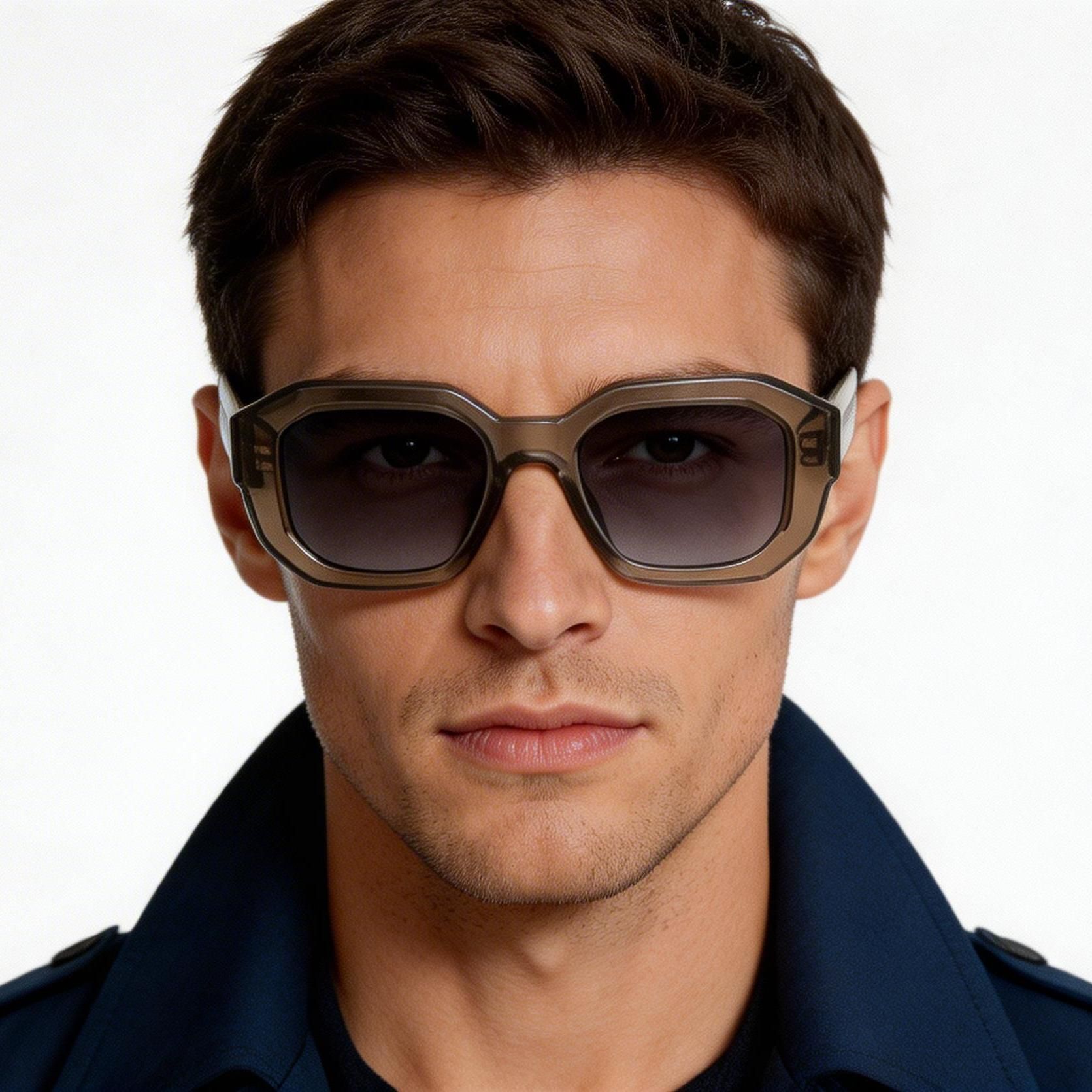 Rectangular Grey Acetate Sunglasses #BS2607-0470